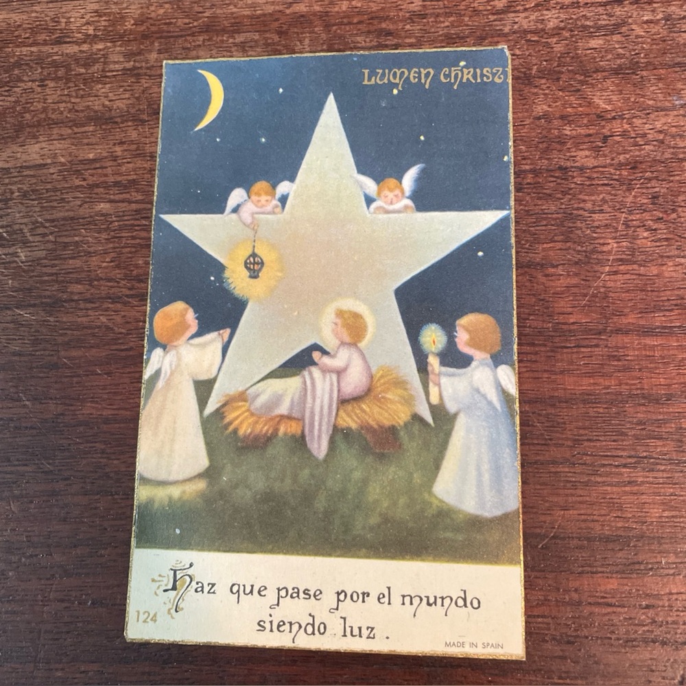 Vintage Spanish Catholic Christmas Holy Card – “Lumen Christi” Spain